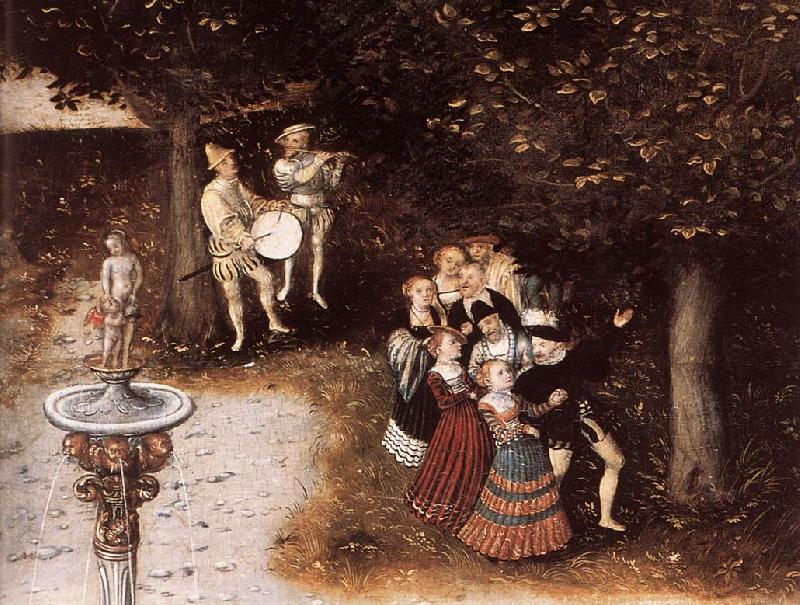 CRANACH, Lucas the Elder The Fountain of Youth (detail) dyj Sweden oil painting art